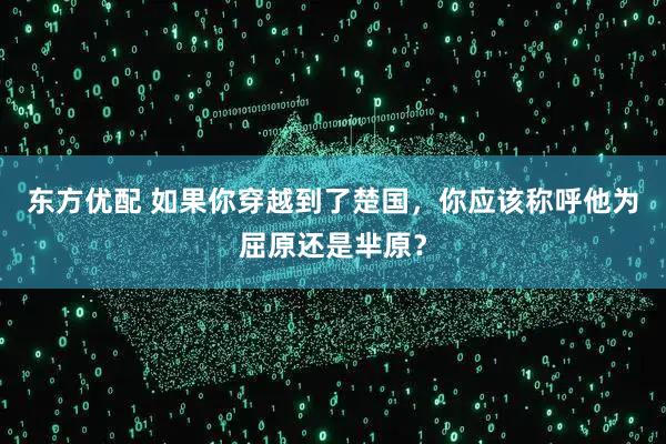 东方优配 如果你穿越到了楚国,你应该称呼他为屈原还是芈原?